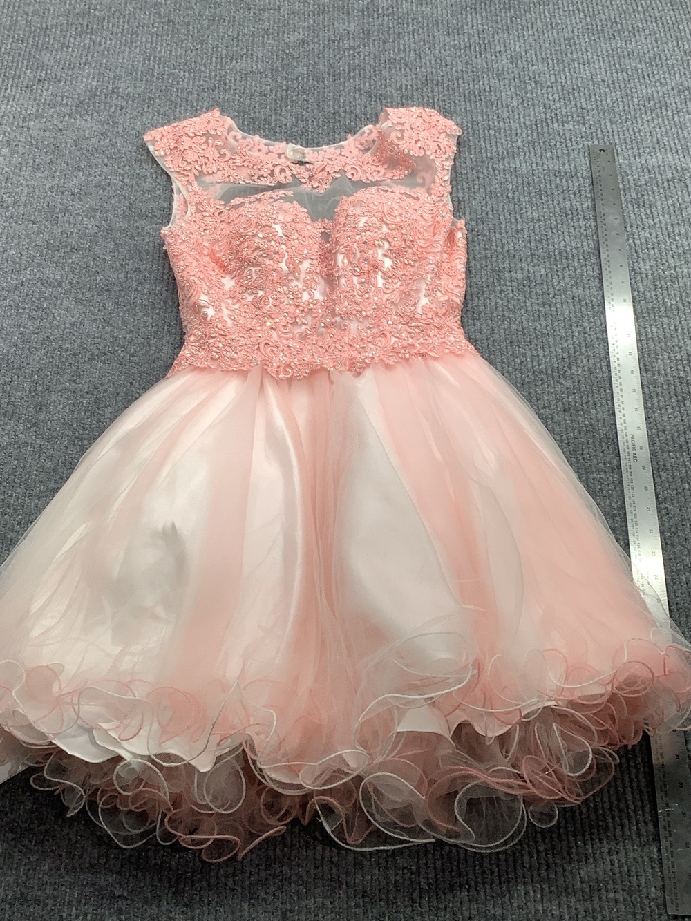 Camilla Sequin Lace Tulle Prom Dress in Blush Pink